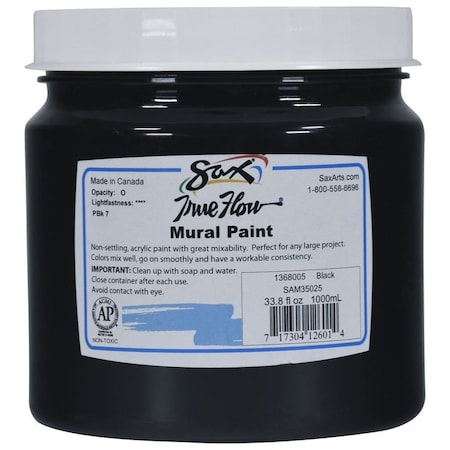 Sax True Flow Acrylic Mural Paint, 33.8 Ounce Plastic Container, Black SAM35025